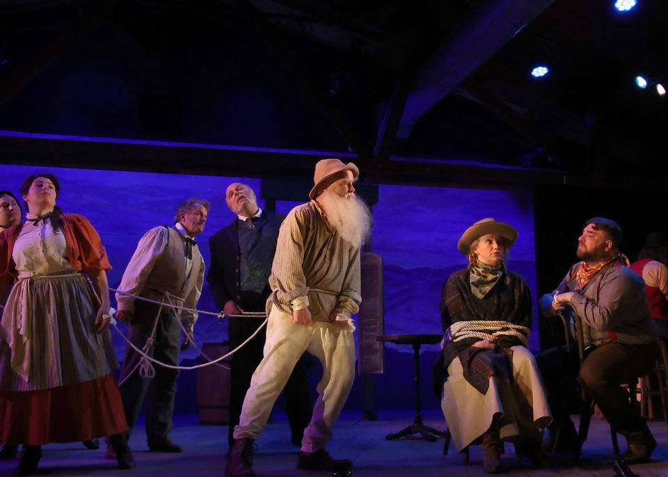 The townsfolk seem to be in trouble in the cowboy musical "Tumacho" at Cape Rep Theatre in Brewster.