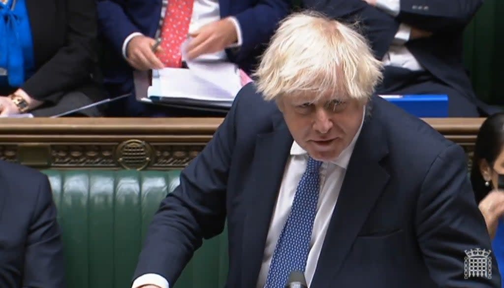 Prime Minister Boris Johnson speaks during Prime Minister’s Questions (House of Commons/PA) (PA Wire)