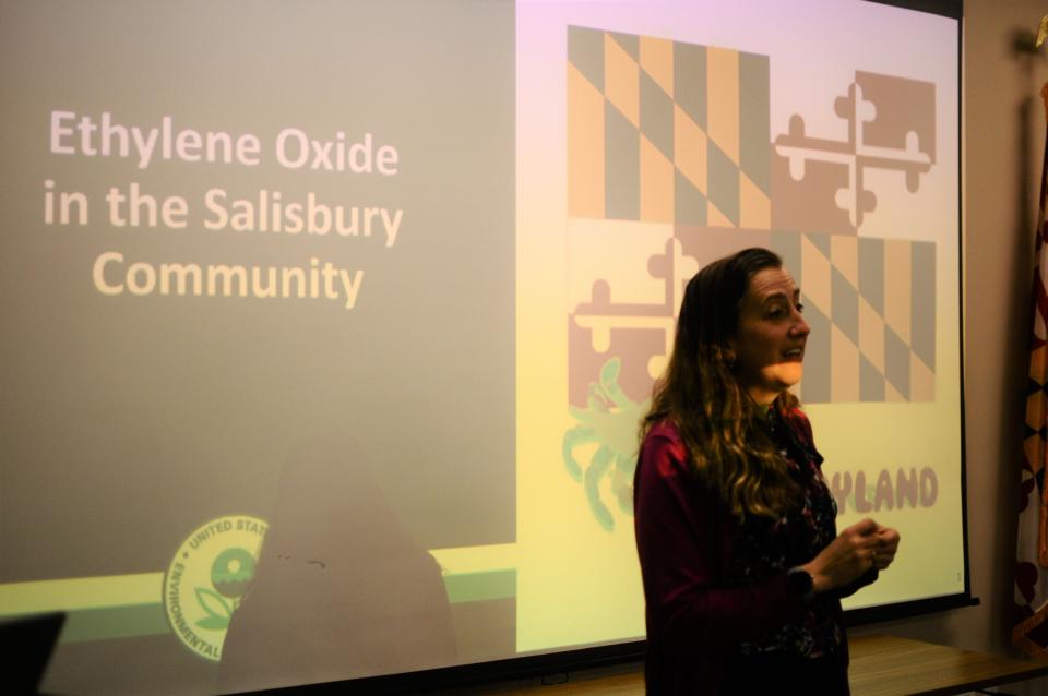 Madeline Beal, senior risk communication advisor in the Office of Public Affairs for the Environmental Protection Agency welcomed members of the Salisbury community Thursday, March 23 to discuss revised risk information related to the Trinity Sterile, Inc. commercial sterilizer facility, located at 201 Kiley Drive in Salisbury