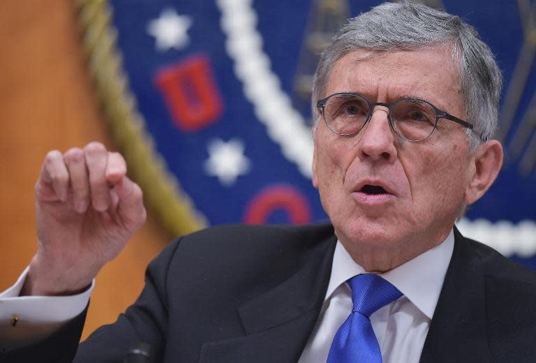 Federal Communications Commission Chairman Tom Wheeler speaks during a FCC hearing on net neutrality on February 26, 2015, in Washington, DC