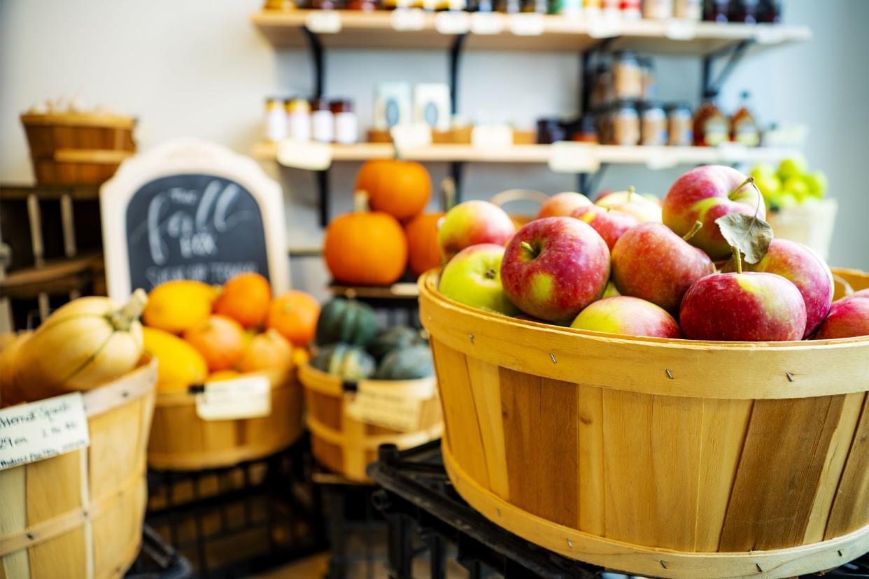 Seasonal fall produce in a grocery store