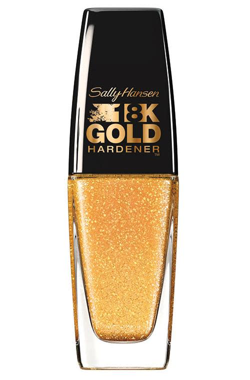 Make a nail hardening treatment part of your routine, not just something you keep in your cupboard and use ad-hoc when your nails feel a little weak. Daily tasks such as using cleaning products can weaken your nails so make sure you keep them in tip-top shape. Pictured: Sally Hansen 18k Gold Hardender ($16.95)