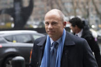 FILE - In this Dec. 17, 2019, file photo, California attorney Michael Avenatti arrives at federal court in New York. A California businessman who enlisted Avenatti to help his friend deal with two corrupt Nike executives testified Monday, Feb. 3, 2020, that he reacted with shock and horror when he learned the attorney was threatening to go public with his information. (AP Photo/Mark Lennihan, File)