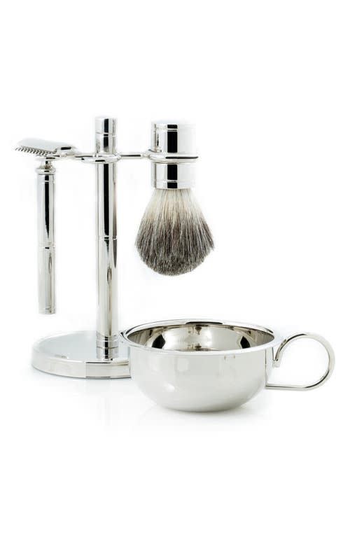 55) Razor & Brush Silver Shave Set