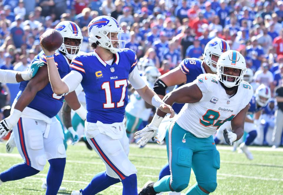 Josh Allen and the Buffalo Bills will be the No. 2 seed in the AFC Playoffs if they beat the Miami Dolphins on Sunday Night Football. They could also miss the AFC postseason with a loss.