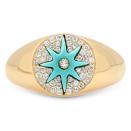 <p><a class="link " href="https://www.thealkemistry.com/collections/colette/products/colette-18ct-yellow-gold-turquoise-and-diamond-star-pinky-ring-riga125-y" rel="nofollow noopener" target="_blank" data-ylk="slk:SHOP NOW;elm:context_link;itc:0;sec:content-canvas">SHOP NOW</a><br><br>If you’re looking for a chic alternative to the classic signet ring, try this shimmering diamond and turquoise style from Colette. </p><p>Gold, turquoise and diamond signet ring, £1,700, <a href="https://www.thealkemistry.com/collections/colette/products/colette-18ct-yellow-gold-turquoise-and-diamond-star-pinky-ring-riga125-y" rel="nofollow noopener" target="_blank" data-ylk="slk:Colette;elm:context_link;itc:0;sec:content-canvas" class="link ">Colette</a></p>