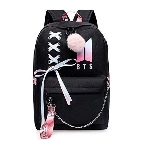 1) AliKpop USB Backpack Jimin Suga Jin Taehyung V Jungkook Korean Casual Backpack Daypack Laptop Bag College Bag Book Bag School Bag