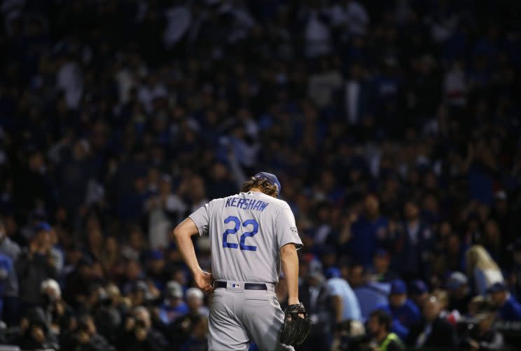 Clayton Kershaw left Game 6 of the NLCS earlier than expected. (AP Photo/Nam Y. Huh)