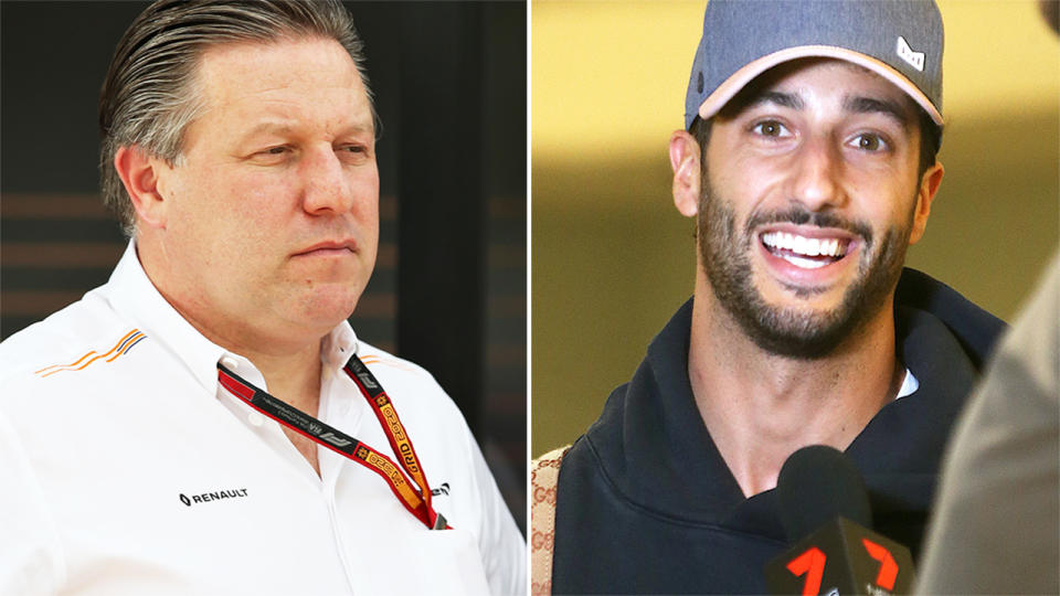 Zak Brown and Daniel Ricciardo, pictured here at the Australian Grand Prix in March.