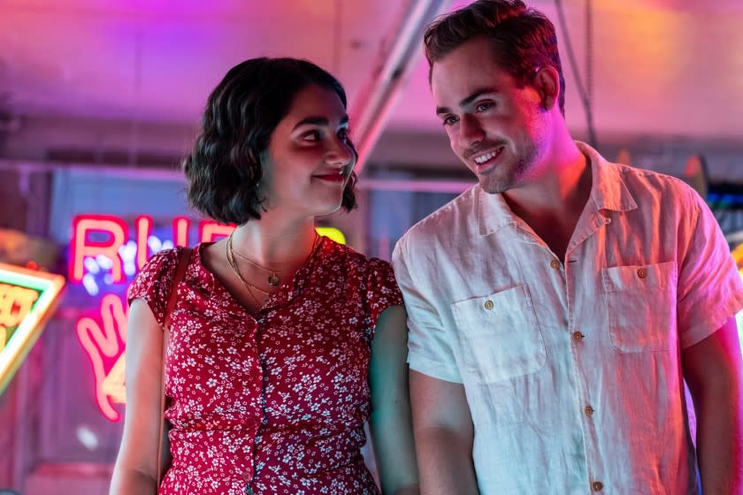 Geraldine Viswanathan and Dacre Montgomery in the movie "The Broken Hearts Gallery."