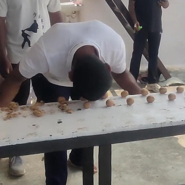 Watch: Man uses forehead to smash walnuts, claim rival's world record