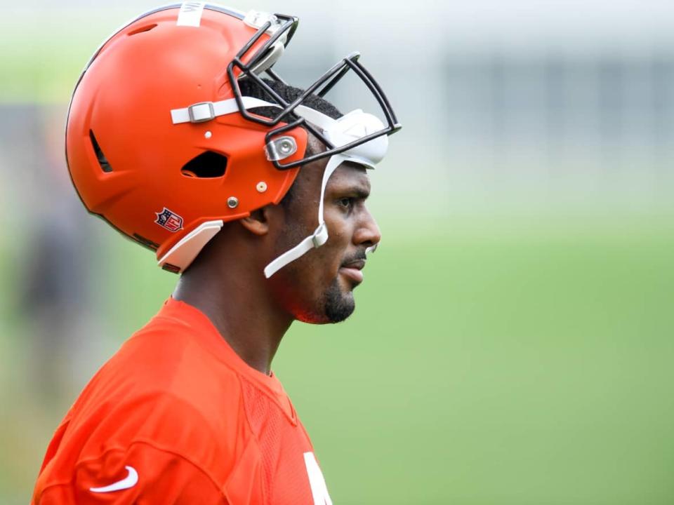 Cleveland Browns quarterback Deshaun Watson looks on during the team's off-season workout on June 1 in Berea, Ohio (Nick Cammett/Getty Images - image credit)