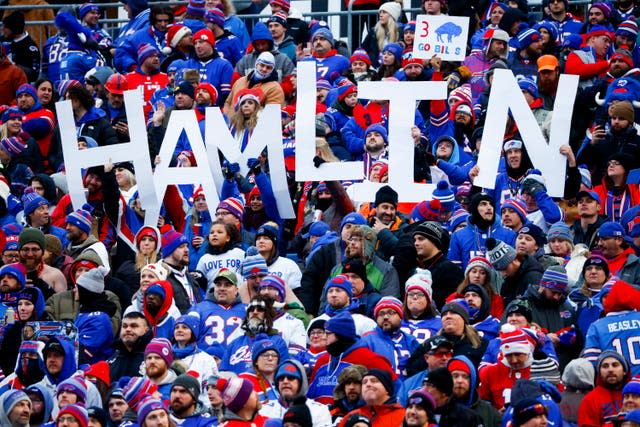 Bills fans display a sign in Hamlin's honour