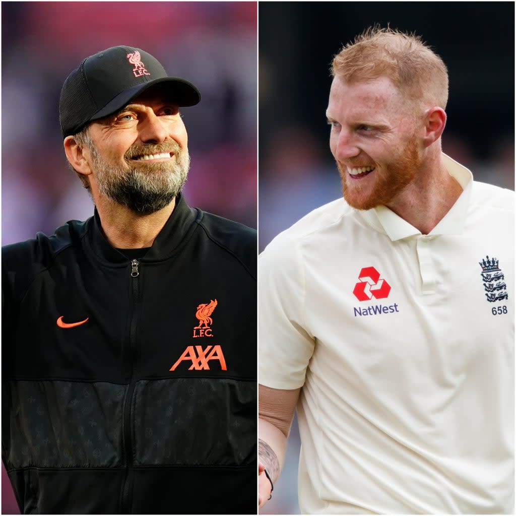 Jurgen Klopp (left) and Ben Stokes (Adam Davy/John Walton/PA)