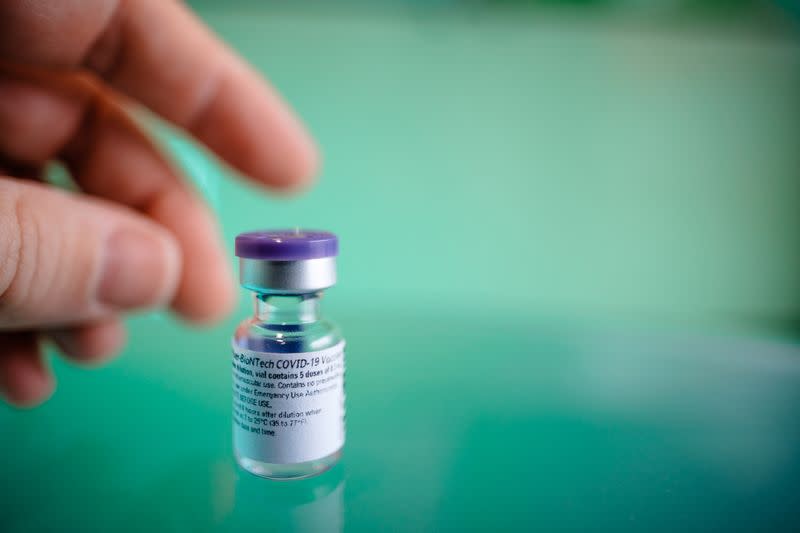 Dose of the COVID-19 vaccination of BioNTech and Pfizer is pictured in this undated handout photo