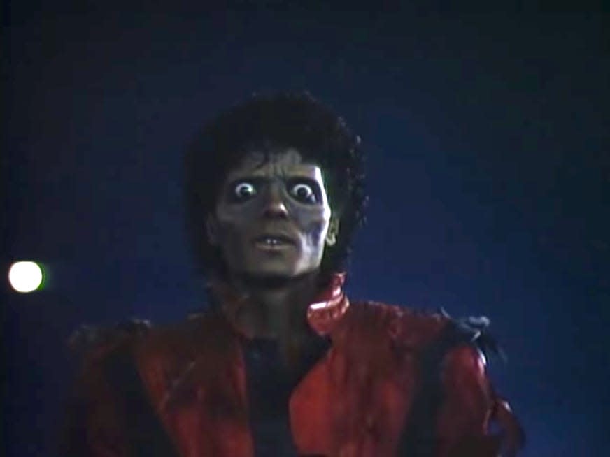 Michael Jackson in SFX makeup for the "thriller" music video.