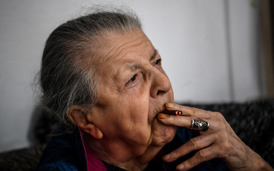 Former WWII resistant and journalist Madeleine Riffaud is pictured during an interview at her home in Paris on August 16, 2021