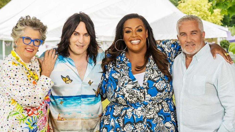 Prue Leith, Noel Fielding, Alison Hammond and Paul Hollywood on Bake Off