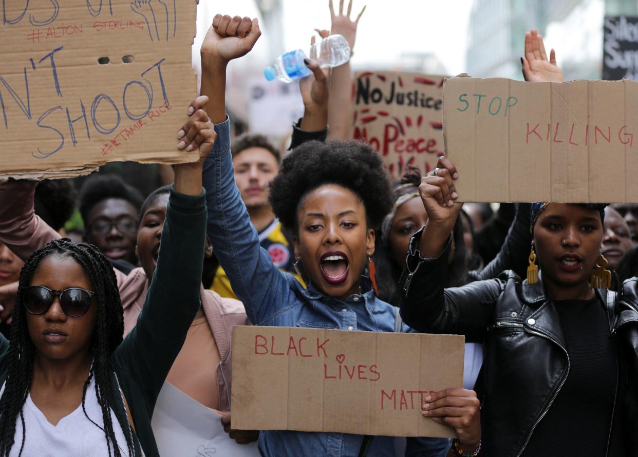 Demonstrators from the Black Lives Matter movement 