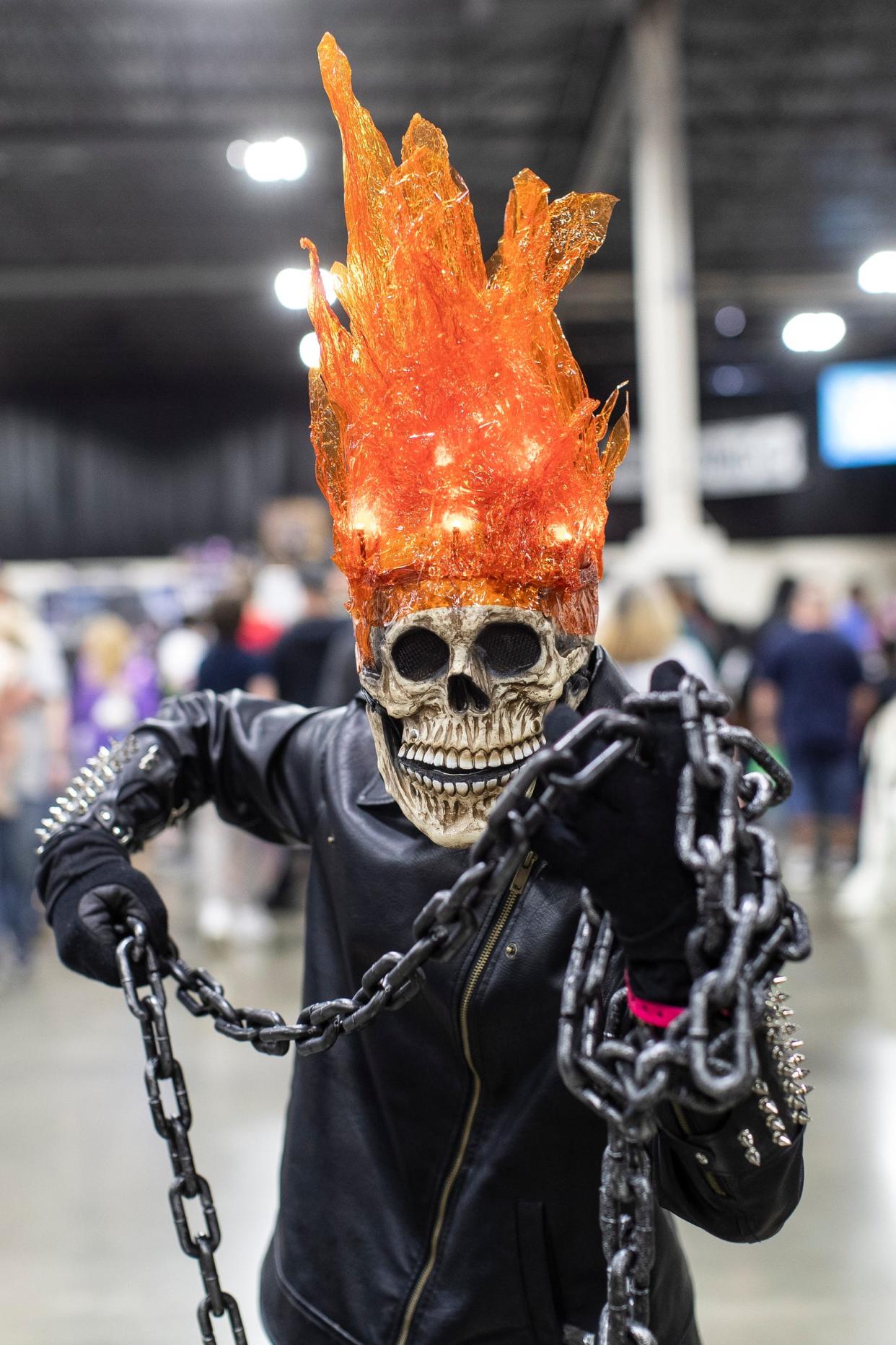 David Vetryannikov dresses as Ghost Rider during Motor City Comic Con at Suburban Collection Showplace in Novi on Saturday, May 20, 2023.