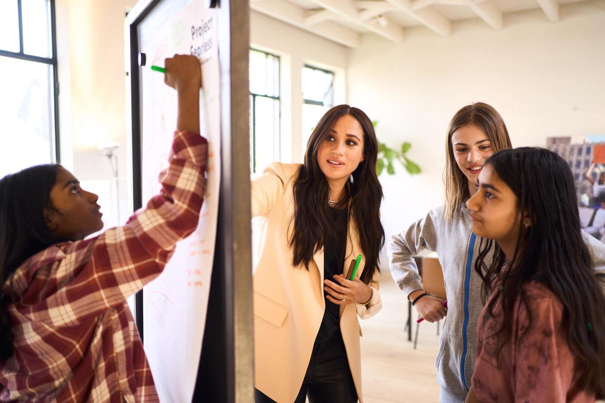 Meghan Markle visiting Project Fearless. (Chris Allerton/Archewell/PA)
