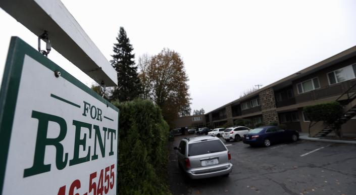 Apartments for rent are shown in Portland, Ore., Tuesday, Nov. 10, 2015. A wave of evictions and skyrocketing rents are putting apartments out of reach of many, including those working part-time, low wage or artistic jobs. Some Portlanders are now looking for better-paying work and some are giving up and leaving. (AP Photo/Don Ryan)