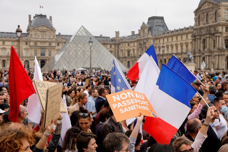 Protest against the new COVID-19 measures, in Paris