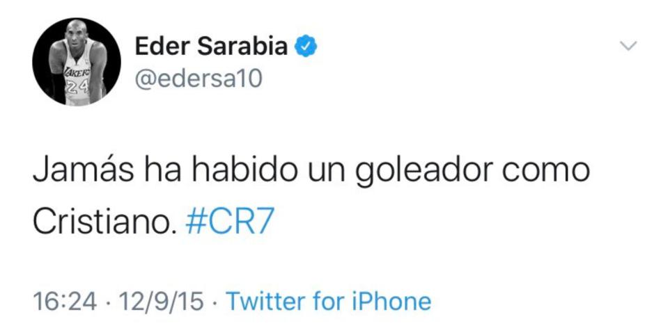 Los tuits antiguos de Eder Sarabia elogiando al Real Madrid