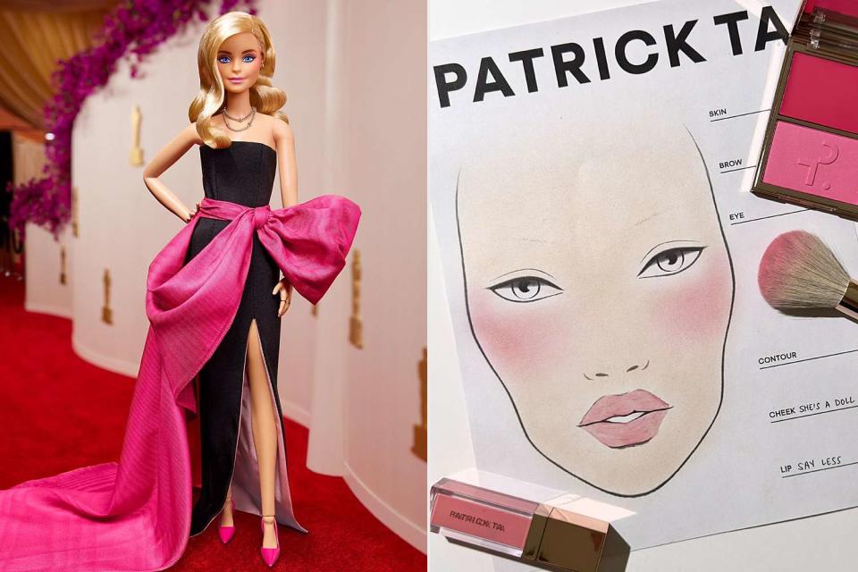 <p>Mattel Inc.; Patrick Ta</p> Barbie at the 2024 Oscars