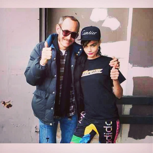 Cara Delevingne poses with Terry Richardson backstage at LFW © Cara Delevingne / Instagram