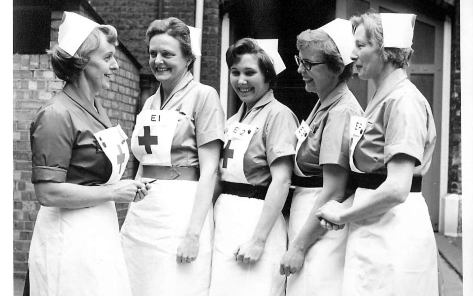 Valerie Middleton (nee Glassborow), centre, in her Red Cross uniform - Courtesy of the Middleton family