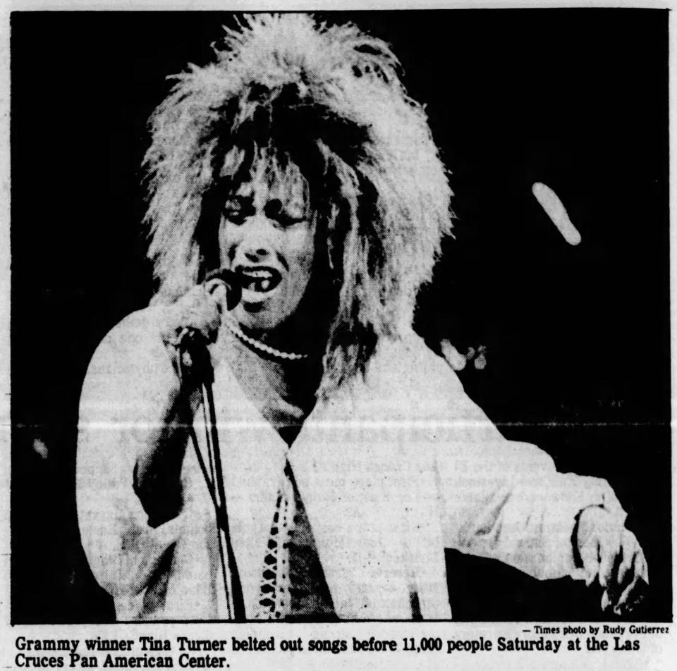 Gramm winner Tina Turner belted out songs before 11,000 people in Oct. 195 at the Las Cruces Pan American Center.
