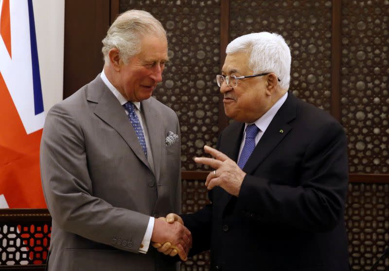 Britain's Prince Charles meets with Palestinian President Mahmoud Abbas during a visit in Bethlehem in the Israeli-occupied West Bank