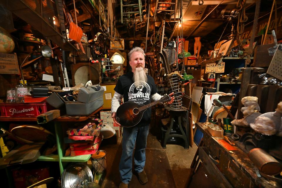 Blue Collar Vintage owner Anthony Brooks at his store in Leicester.