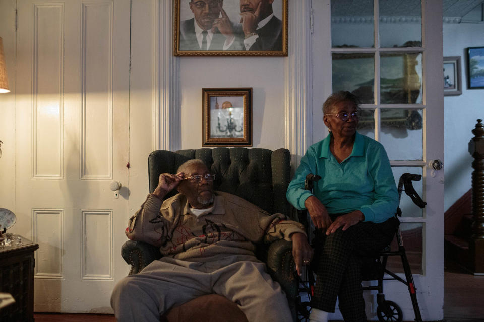 Blanche and her husband, Vance, watch Jeopardy in their apartment every evening at 7:00pm. While the TV has been dominated with news of the pandemic, their favorite shows offer them a release from worrying. | Sarah Blesener