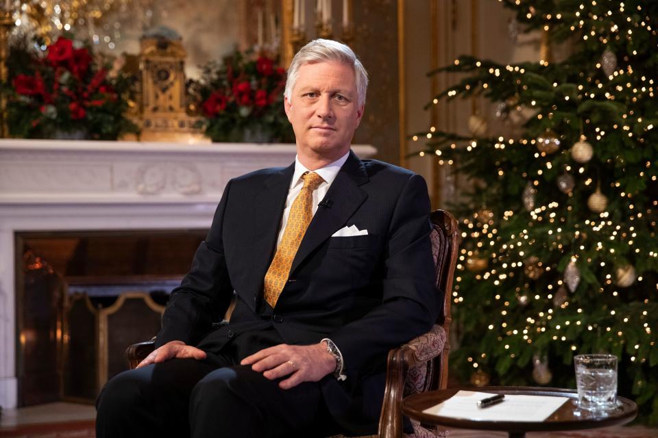 In this photograph taken on December 18, 2019, King Philippe of Belgium gestures as he delivers his yearly Christmas message at The Royal Palace in Brussels. (Photo by Francisco SECO / various sources / AFP) / Belgium OUT (Photo by FRANCISCO SECO/POOL/AFP via Getty Images)