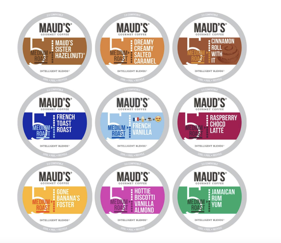 Maud's Flavored Coffee Variety Pack coffee pods with different flavours