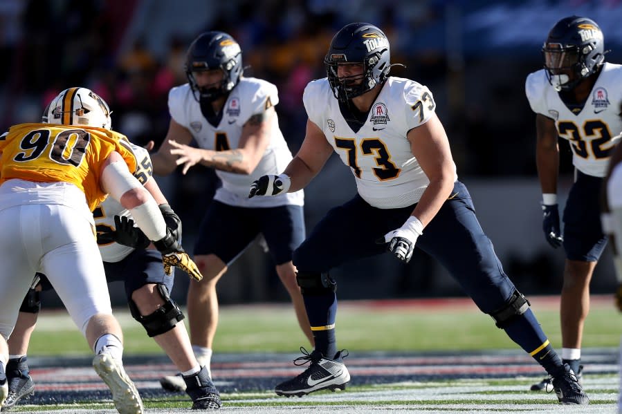 TUCSON, AZ – DECEMBER 30: Toledo Rockets offensive lineman Nick Rosi #73 during the Barstool Sports Arizona Bowl between the Toledo Rockets and the Wyoming Cowboys on December 30, 2023 at Arizona Stadium in Tucson, AZ. (Photo by Christopher Hook/Icon Sportswire via Getty Images)