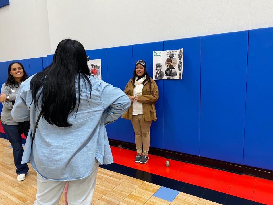 Victoria Paterson shares her research on aviator Bessie Coleman at the School of Science and Technology Corpus Christi's Black History Month event Thursday.