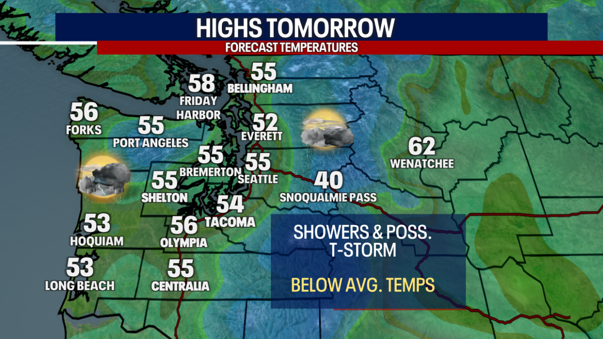 <div>Regional Highs Tomorrow</div> <strong>(FOX 13 Seattle)</strong>