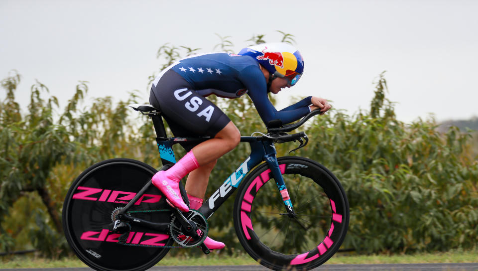 Chloe Dygert during the 2020 World Championship time trial