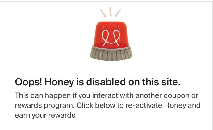 honey error message