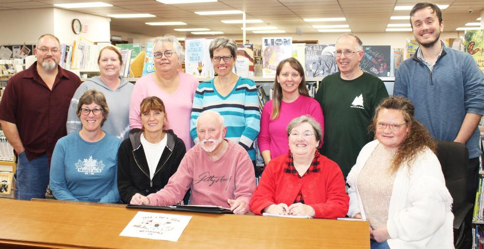 Committee members for Meyersdale's 150th anniversary of incorporation have been meeting for months at the Meyersdale Public Library to work on plans for next year's anniversary. They are from left, front row: Madolin Edwards, Mae Smith, Tom Deetz, Terri Foster and Kara Mostoller. In back: Michael Mishler, Denise Gehringer, Ginny Knieriem, Jennifer Hurl, Jodi Burnsworth, Terry Hackney and Randall Frye. Other members have been Melanie Reckner, Jeff Christner and Deb Kolb.