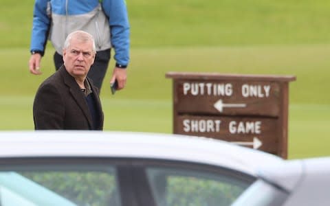 A visit to Royal Portrush Golf Club in September was among Prince Andrew’s first in public since the scandal broke over his friendship with disgraced financier Epstein - Credit: PA