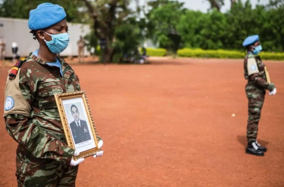 <div class="inline-image__caption"><p>"The funeral held by the UN mission in Mali for Lieutenant Guillén and Maj. Gen. Savy Sar of Cambodia, peacekeepers who died in Mali on May 28 and May 29, respectively, from Covid-19, according to the UN."</p></div> <div class="inline-image__credit">HARANDANE DICKO/MINUSMA</div>