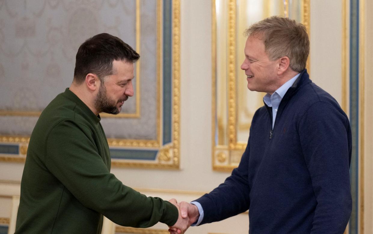 Ukraine's President Volodymyr Zelenskiy meets with British Defence Secretary Grant Shapps in Kyiv