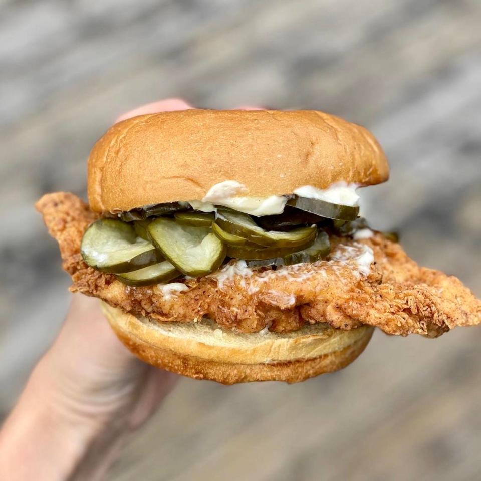 A chicken sandwich at Whistle Britches.