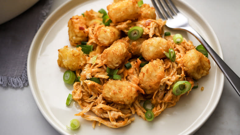  tater tot casserole on plate