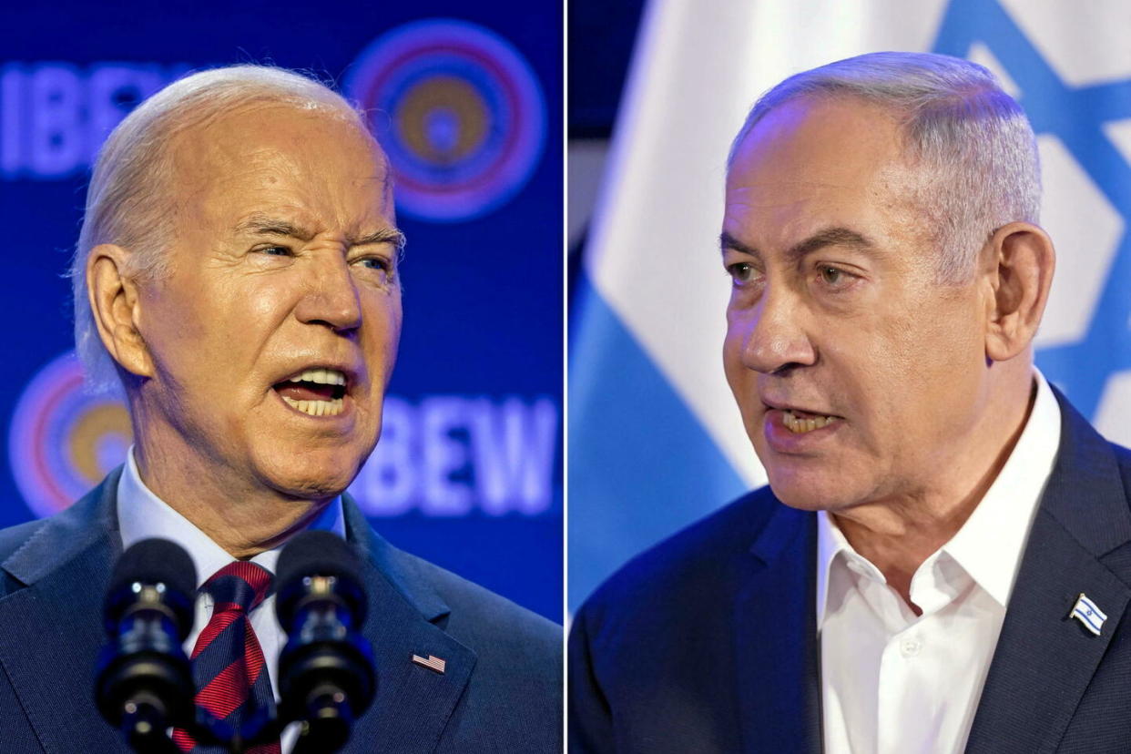 Joe Biden et Benyamin Netanyahou ne cachent plus leurs désaccords sur la guerre à Gaza (photomontage).  - Credit:Sipa