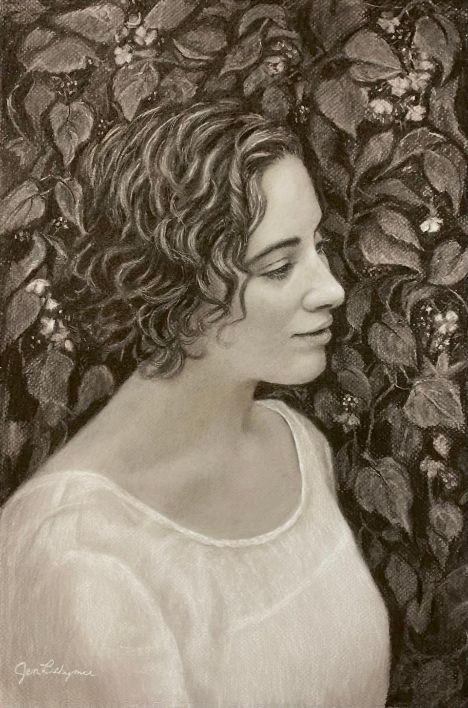 "Reverie," a dreamy drawing of a woman, is one of two works artist Jennifer Behymer will have on display at the Small Stones Festival of the Arts in Grafton.